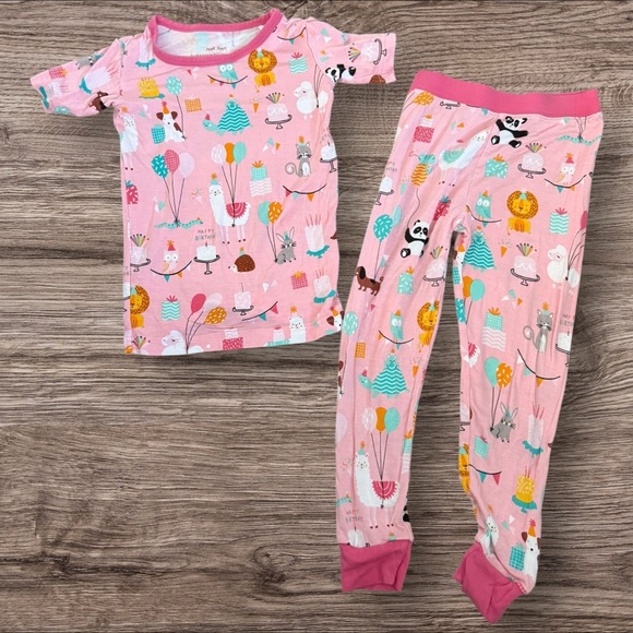 Little Sleepies Other - Pink Kids Pajamas with Animal Print